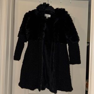 Girls Black Faux Fur like Coat Sz 10